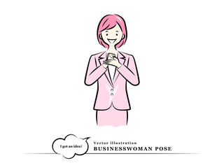 アイデアがひらめいたビジネスウーマン(閃く,発想,思いつく,なるほど)｜ビジネスポーズ