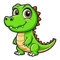 Fototapeta premium Friendly cartoon alligator smiling with big eyes, perfect for kids' designs, educational materials, or playful branding projects, offering a vibrant and charming visual