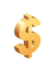 Obraz premium 3D Illustration of Dollar Currency Symbol – Isometric PNG