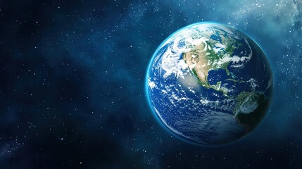 Obraz premium continent. Vibrant Earth globe floating in space, showcasing continents with atmospheric lighting. ESG reports, sustainability campaigns, designed for environmental awareness campaigns.