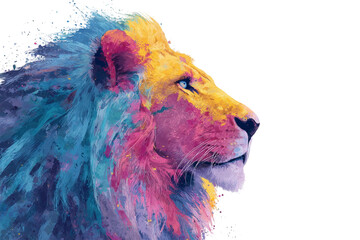Vibrant Artistic Lion – Isolated on Transparent Background