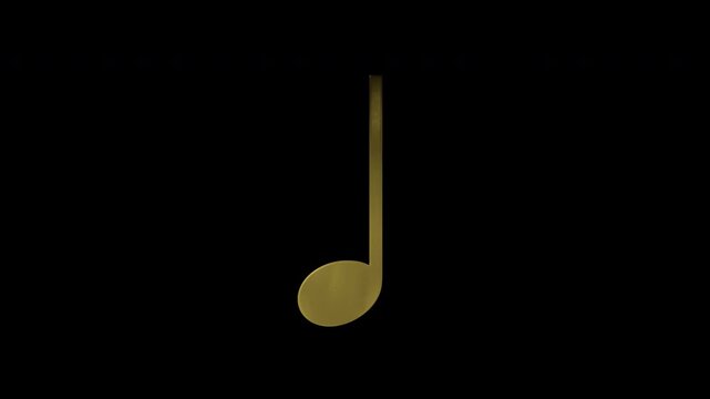 Realistic golden Musical note, serif, alpha channel

