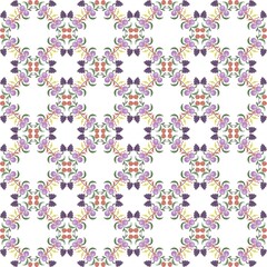 Seamless floral pattern with purple grapes and green leaves in a decorative design. Elegant and colorful repeat pattern, perfect for fabric, wallpaper, packaging, or digital backgrounds.
