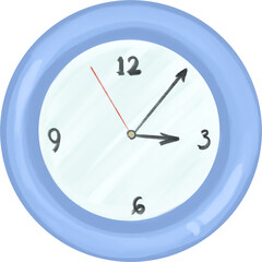 Handdrawn Classroom Items Wall Clock Illustration