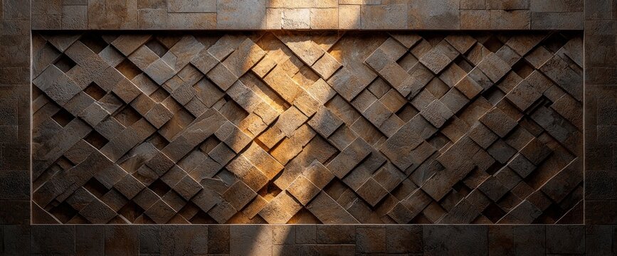 Intricate, geometric stone wall panel