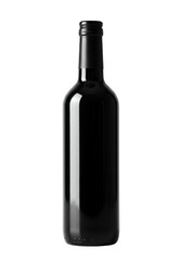 Dark glass wine bottle on transparent background