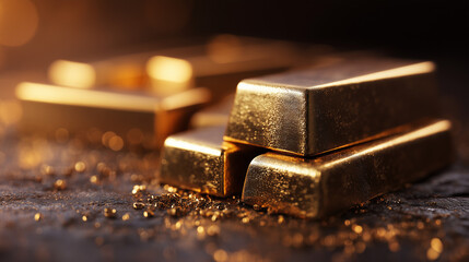 Shiny stacked gold bars symbolizing wealth and premium luxury lifestyle
