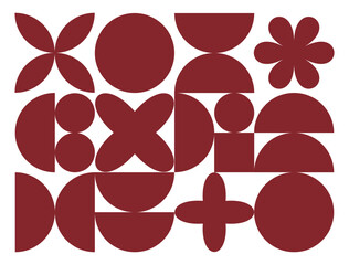 Abstract geometric pattern with simple red shapes. Modern minimal design perfect for background, wallpaper, textile, wrapping paper, poster, cover, branding and digital projects.