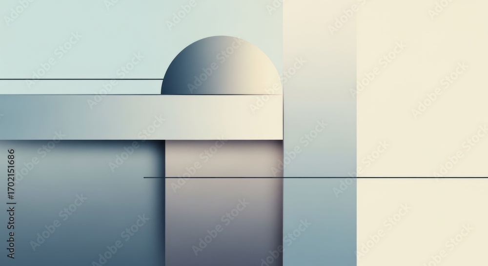 Poster abstract geometric composition with soft colors and rounded shapes