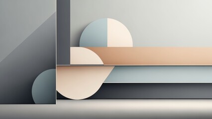 Abstract Geometric Composition with Soft Pastel Colors and Shapes