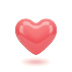 Fototapeta premium A Vibrant 3D Rendered Coral Pink Heart Floating Gracefully Against a Clean White Background