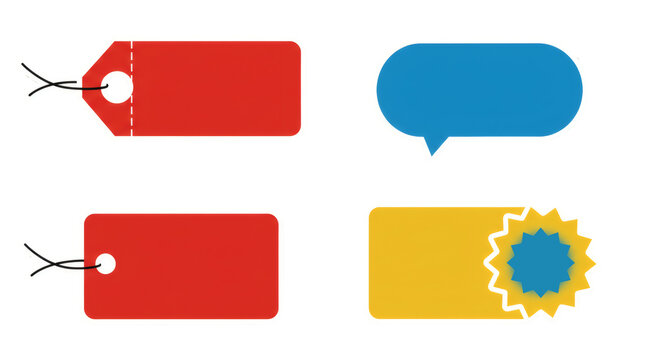 Set of colorful vector price tags, speech bubble, and promotional banner templates - Powered by Adobe