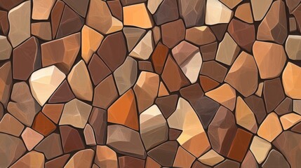 Seamless texture of brown and orange stone mosaic.