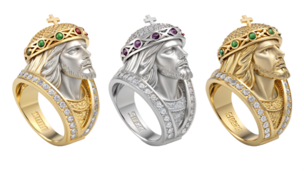 Luxury Jesus Figures PNG Set – Elegant Gold, Silver & Gemstone Religious Statues High Resolution