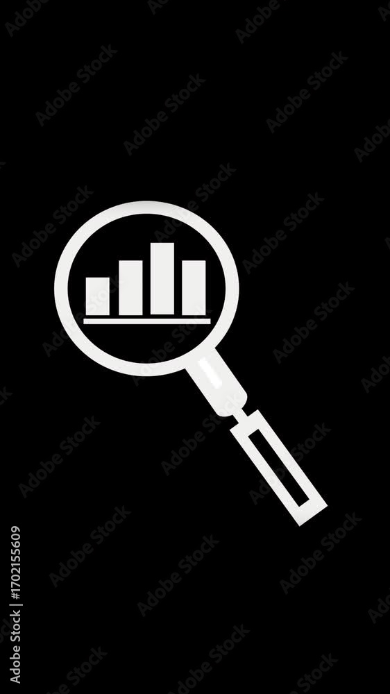 Aufkleber data analysis magnifying glass minimalist white design vertical video. magnifying glass data analysi