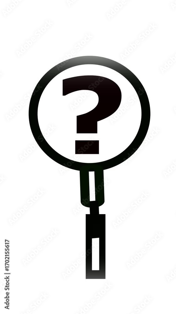 Aufkleber inquiry mystery investigation solution animation digital art vertical video. magnifying glass questi