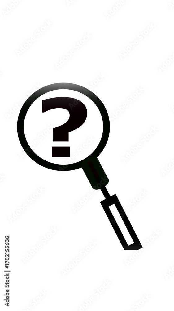 Aufkleber problem solving search inquiry question mark animation vertical video. magnifying glass question mar