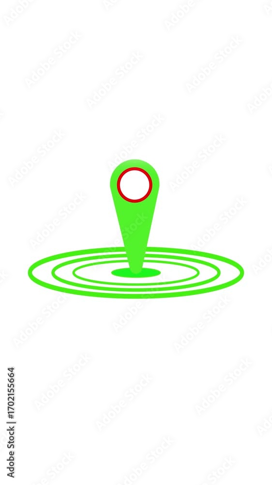 Poster animated gps location icon technology interface presentation vertical video. navigation pointer anim