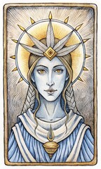 Obraz premium hand-drawn tarot card temperance illustration