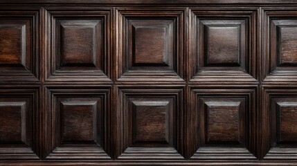 Elegant dark brown wood paneling background with geometric pattern for interior design or architectural use
