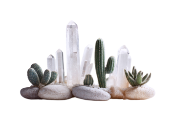 Glowing Crystal Cacti Arrangement Isolated