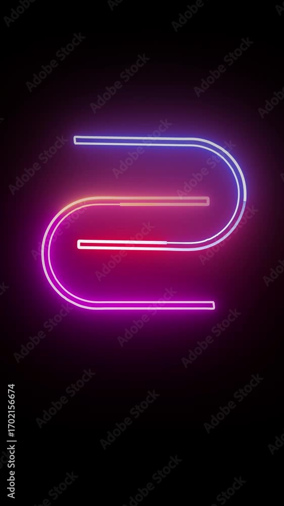 Poster neon glowing lines abstract technology motion graphics vertical video. bright neon lines overlay sci
