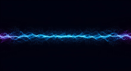Abstract energy wave illustration with blue and purple light effect on black
