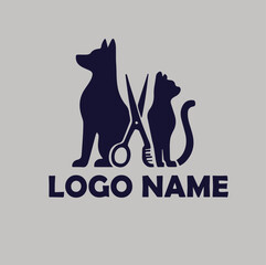 Pet Grooming care logo simple flat vector illustration Icon
