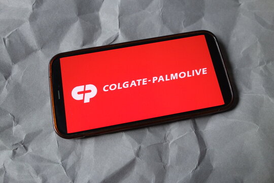 Konskie, Poland - September 13, 2025: Colgate-Palmolive company logo displayed on mobile phone