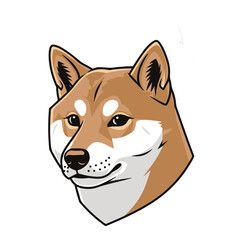 shiba inu head full body, cartoon vector digital art illustration, isolated on white transparent background