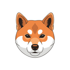 shiba inu head full body, cartoon vector digital art illustration, isolated on white transparent background