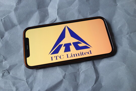 Konskie, Poland - September 13, 2025: ITC Limited company logo displayed on mobile phone