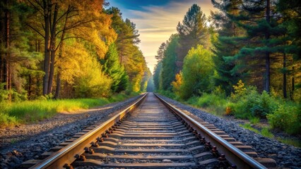 Fototapeta premium A rail track stretches into the horizon