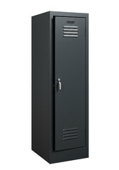 Gray metal locker storage unit isolated on transparent background