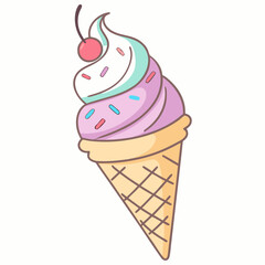 Colorful Swirl Ice Cream Cone with Sprinkles
