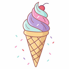 Colorful Swirl Ice Cream Cone with Sprinkles