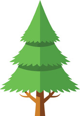Evergreen pine tree flat design illustration nature forest element isolated vector