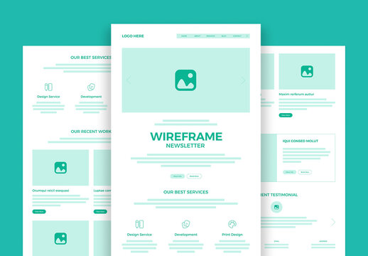 Modern Agency Newsletter Wireframe UI Template for Email Marketing