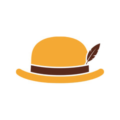 Stylized orange fedora hat with feather detail elegant accessory for fashion and design vector