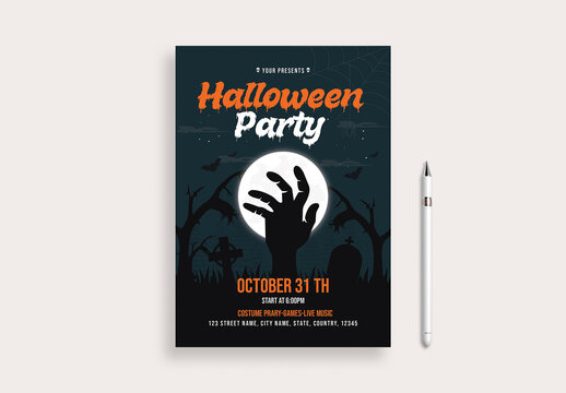 Scary Halloween Nightclub Party Event Flyer Layout