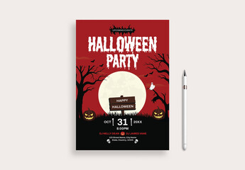 Haunted Halloween Horror Night Event Party Flyer Template