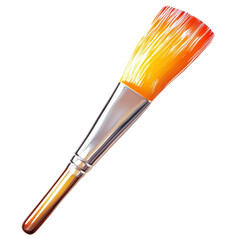 Fototapeta premium Artistic paintbrush with vibrant orange and yellow bristles perfect for painting illustration and creative projects showcasing its design and potential use on transparent background