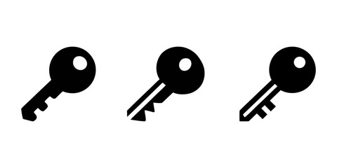 black keys on a white background. key with keyhole