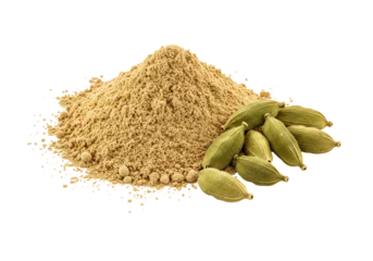 Ground cardamom spice powder and pods aromatic ingredient for cooking and baking © Nad