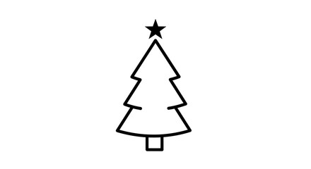 Obraz premium Simple Black Line Art Christmas Tree Icon with Star
