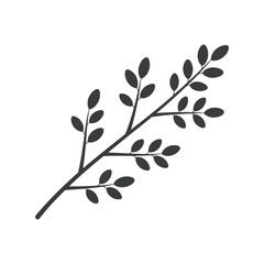 Minimalist dark twig branch with delicate leaves vector graphic art vector