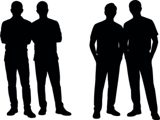 Diverse men silhouettes standing together casual attire business professionals posing isolated vector