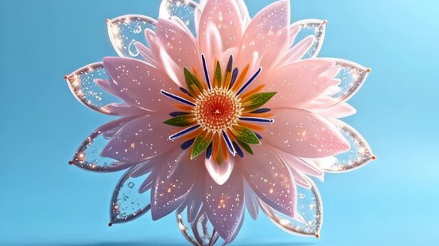along adenine minimal sapphire background, adenine proportionate atom swim alike virtual efflorescence blossom unfurl with captivate complexity, showcasing soft colors immingle with