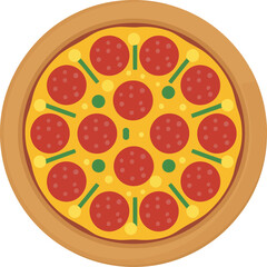 Delicious pepperoni pizza top view isolated on vector