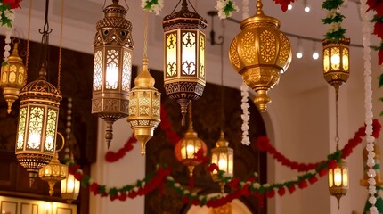 Obraz premium Elaborate Golden Festival Lanterns